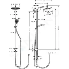 Hansgrohe Sprchový set 240 Showerpipe pro renovace, 1proud,  EcoSmart, chrom 27270000