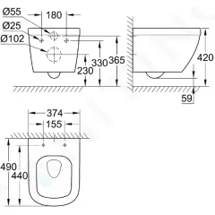 Grohe Závěsné WC, rimless, Triple Vortex, alpská bílá 39206000