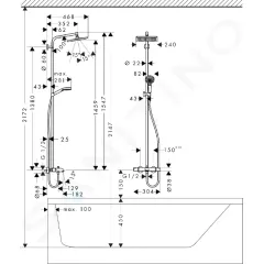 Hansgrohe Set Showerpipe E 240 s vanovým termostatem, 2 proudy, chrom 27298000