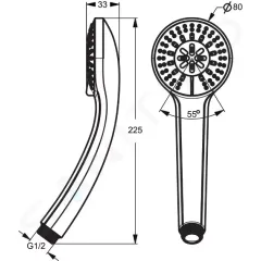 Ideal Standard Sprchová hlavice, 3 proudy, chrom B9401AA