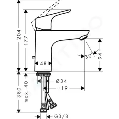 Hansgrohe Umyvadlová baterie s výpustí, chrom 31607000