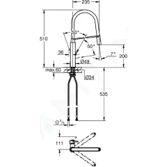 Grohe Dřezová baterie s flexibilním ramenem s přepínačem, chrom 31491000