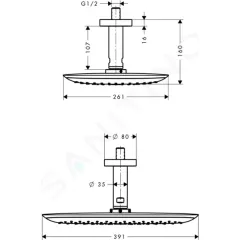 Hansgrohe Hlavová sprcha 400, 1 proud, přívod od stropu 100 mm, bílá/chrom 27390400