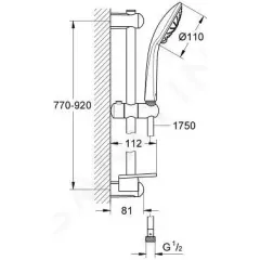 Grohe Sada sprchové hlavice Massage 110, tyče a hadice, 3 proudy, kartáčovaný tmavý grafit 27226AL1