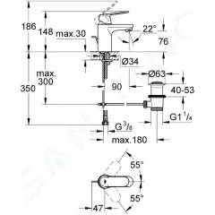 Grohe Páková umyvadlová baterie, chrom 3282500E