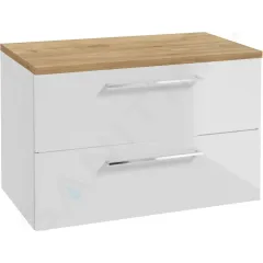 kielle Skříňka včetně desky pod umyvadlo 80x50x46 cm, lesklá bílá/zlatý dub 50018S820