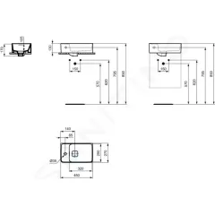 Ideal Standard Umývátko 45x27 cm, s přepadem, otvor pro baterii vlevo, bílá T299501