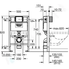Grohe Předstěnový instalační set pro závěsné WC, splachovací nádržka GD2 38526000