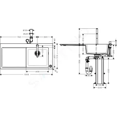 Hansgrohe Set dřezu a baterie C51-F450-08, grafitová černá/chrom 43219000