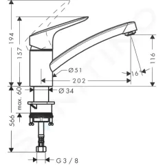 Hansgrohe Dřezová baterie, chrom 71830000