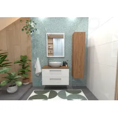 kielle Skříňka včetně desky pod umyvadlo 80x50x46 cm, lesklá bílá/zlatý dub 50018S820