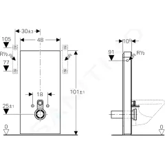 Geberit Sanitární modul pro závěsné WC, 101 cm, boční přívod vody, bílá 131.022.SI.5