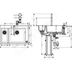 Hansgrohe Set dřezu a baterie C51-F635-09, grafitová černá/chrom 43220000