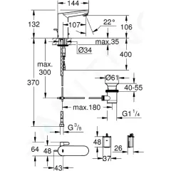 Grohe Elektronická umyvadlová baterie s výpustí, chrom 36331001