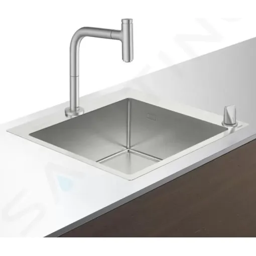 Hansgrohe Set dřezu a baterie C71-F450-06, vzhled nerezu 43201800