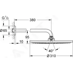 Grohe Hlavová sprcha Cosmopolitan 310 s ramenem 38 cm, 1 proud, supersteel 26066DC0