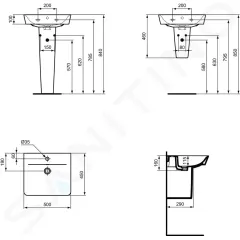 Ideal Standard Umyvadlo Cube 50x45x16 cm, s přepadem, otvor pro baterii, bílá E030101