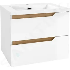 kielle Skříňka s umyvadlem 60 cm, lesklá bílá/tmavý dub 50002S610