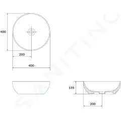 kielle Umyvadlo na desku, průměr 40 cm, bílá 30624400