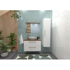 kielle Skříňka včetně desky pod umyvadlo 80x50x46 cm, lesklá bílá/zlatý dub 50018S820