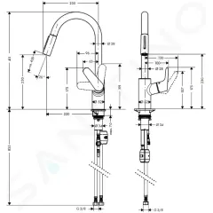 Hansgrohe Dřezová baterie s výsuvnou sprškou, vzhled nerezu 31815800
