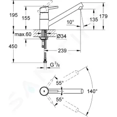 Grohe Páková dřezová baterie, chrom 32659001