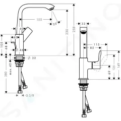 Hansgrohe Umyvadlová baterie s otočným výtokem a výpustí, chrom 31087000