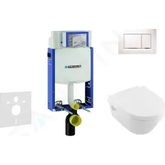 Geberit Set předstěnové instalace, klozetu a sedátka Villeroy & Boch, tlačítka Sigma20, DirectFlush, SoftClose, CeramicPlus, bílá/lesklý chrom 110.302.00.5 NB5