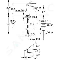 Grohe Páková umyvadlová baterie, chrom 3319020E