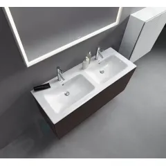 Duravit Dvojumyvadlo nábytkové 130x49 cm, s přepadem, 2 otvory pro baterie, bílá 2336130000
