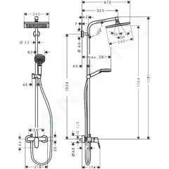 Hansgrohe Sprchový set Showerpipe E 240 s baterií, chrom 27284000