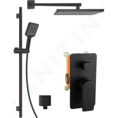 kielle Sprchový set s baterií pod omítku, pro 2 spotřebiče, s příslušenstvím a tělesem, matná černá 20618SP14