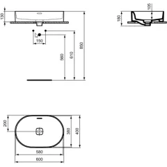 Ideal Standard Umyvadlo s přepadem 60x40 cm, bílá T360401