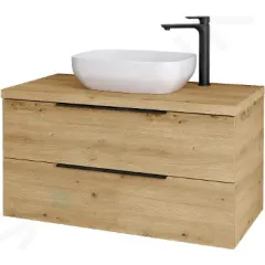kielle Skříňka včetně desky pod umyvadlo 100x54x50 cm, s výřezem, karamel 50024101