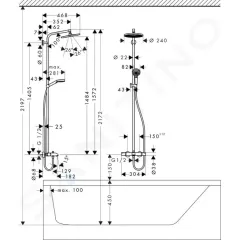 Hansgrohe Termostatická vanová baterie Showerpipe S 240, chrom 27320000
