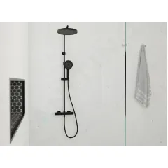 kielle Sprchový set s termostatem, 26 cm, 3 proudy, matná černá 20602014