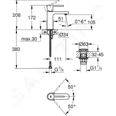 Grohe Umyvadlová baterie S, s výpustí Push-Open, chrom 33163003
