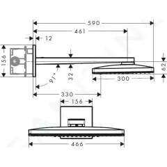 Hansgrohe Hlavová sprcha 460, 2 proudy, sprchové rameno 46 cm, černá/chrom 24005600