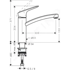Hansgrohe Dřezová baterie, chrom 71832000