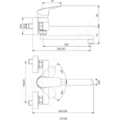 Ideal Standard Dřezová baterie, s otočným vývodem 200 mm chrom B1730AA