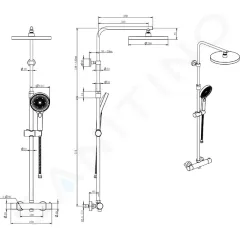 kielle Sprchový set s termostatem, 26 cm, 3 proudy, chrom 20602010