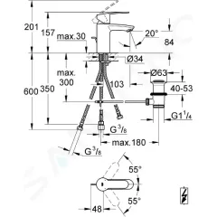 Grohe Umyvadlová baterie s výpustí, chrom 33561002