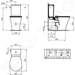Ideal Standard WC kombi mísa, spodní/zadní odpad, AquaBlade, bílá E013701