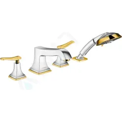 Hansgrohe Čtyřotvorová baterie na okraj vany s páčkovou rukojetí, chrom/vzhled zlata 31441090