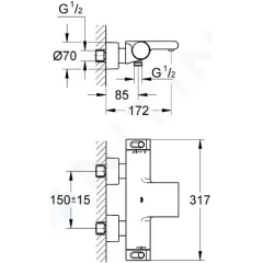 Grohe Termostatická vanová baterie, chrom 34174001