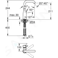 Grohe Umyvadlová baterie, chrom 23541001