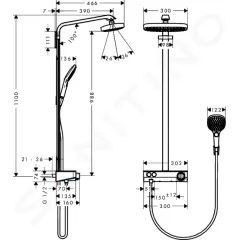 Hansgrohe Sprchový set Showerpipe 300 s termostatem, 2 proudy, EcoSmart 9 l/min, chrom 27283000