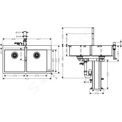 Hansgrohe Set dřezu a baterie C71-F765-10, vzhled nerezu 43203800