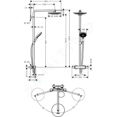 Hansgrohe Sprchový set s termostatem, 24 cm, 2 proudy, chrom 27129000
