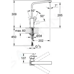 Grohe Dřezová baterie, chrom 31255000
